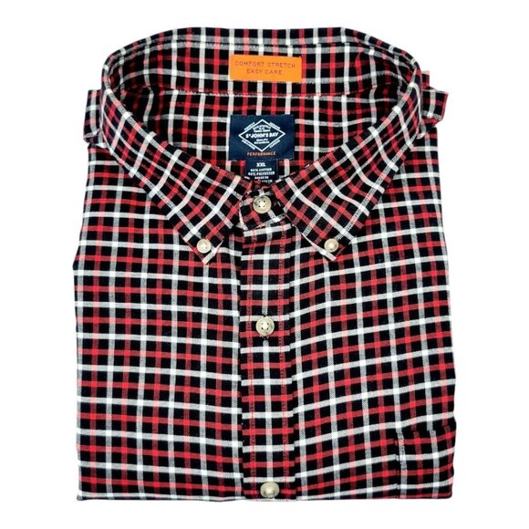 Men XXL St. Johns Bay Red Plaid Button-Down Long Sleeve Comfy Stretch Easy Care - Picture 7 of 14